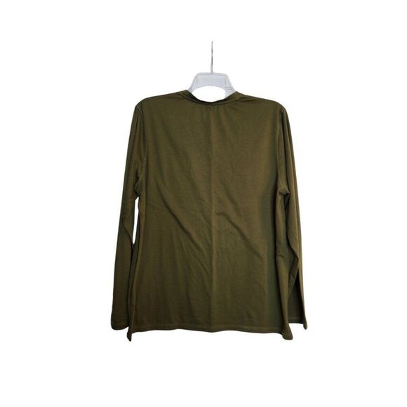 CUDDL DUDS LONG SLEEVE OLIVE GREEN CREW NECK TOP   RJ0503X - Picture 2 of 4